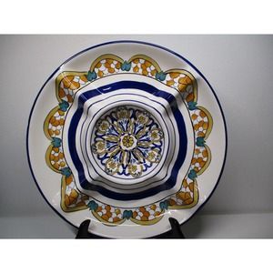 Vintage Decor Hand Painted BIA China Vibrant 4 Section Serving Veg Tray/Platter